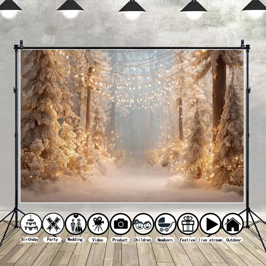 

MOON.QG Christmas Trees Photo Background Glitter Light Path Pine Backdrop Photobooth Baby Studio Photo Booth Decoration Poster