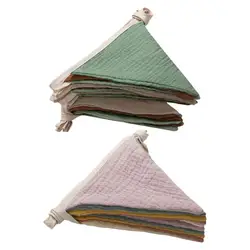 Banderines triangulares de tela de algodón, guirnaldas lavables, banderines para guardería, decoración de calle y jardín del hogar