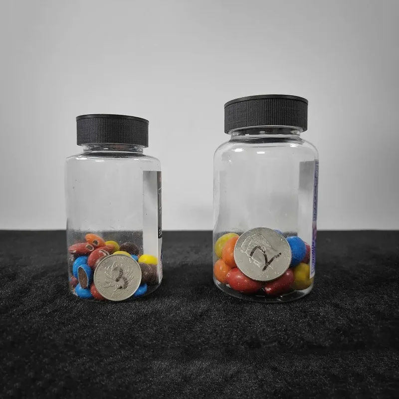 3D 매직 사인 코인 인 보틀 트릭 - 유리 통과 코인 마술, 클로즈업 마술 소품 성인용