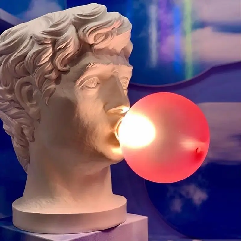 Nordic Creative David Sculpture Bubble Desk Lamp Portrait Living Room Entrance Decoration Atmosphere Light