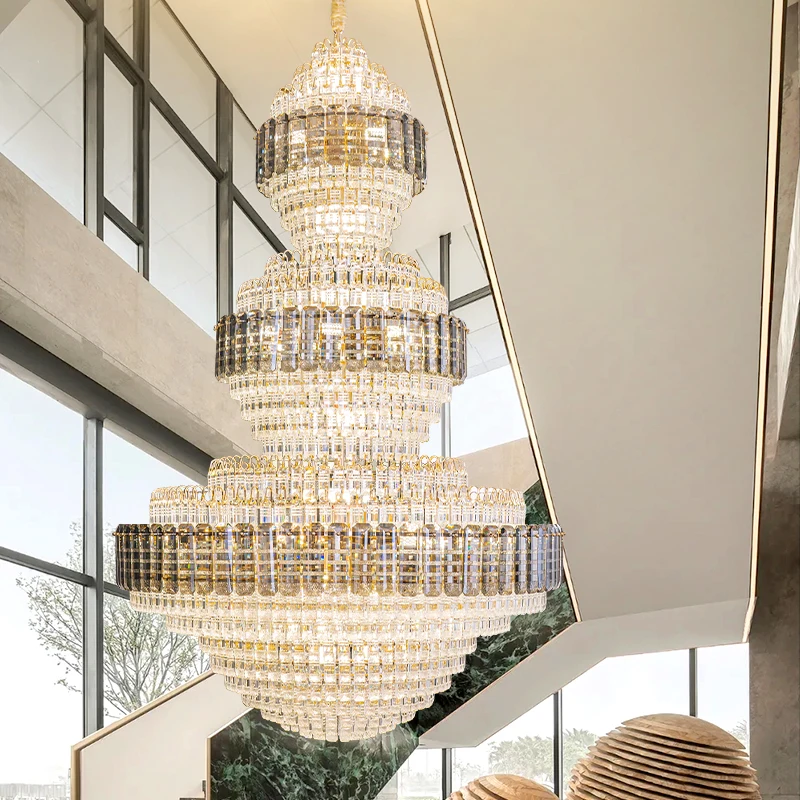 European Duplex Chandelier Luxury Hotel Lobby Loft Crystal Light Creative Personality Villa Living Room Stairwell Big Hanging