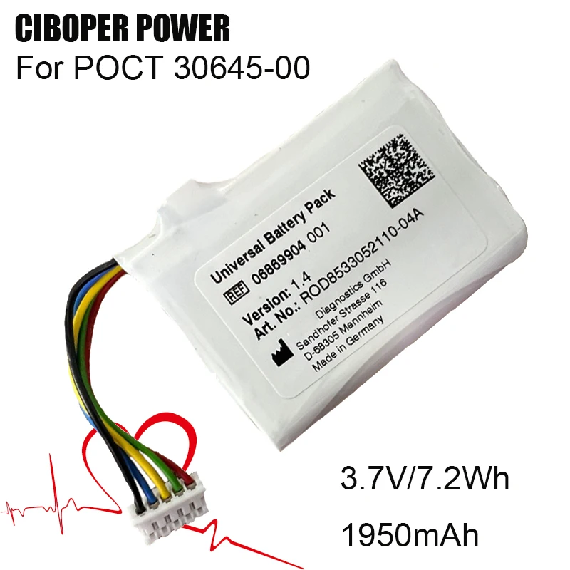 

CP Battery Pack POCT 30645-00 3.7V/7.2Wh/1950mAh For POCT Instrument SKU:8936-RREF 06869904 001 ​LOT 0054345