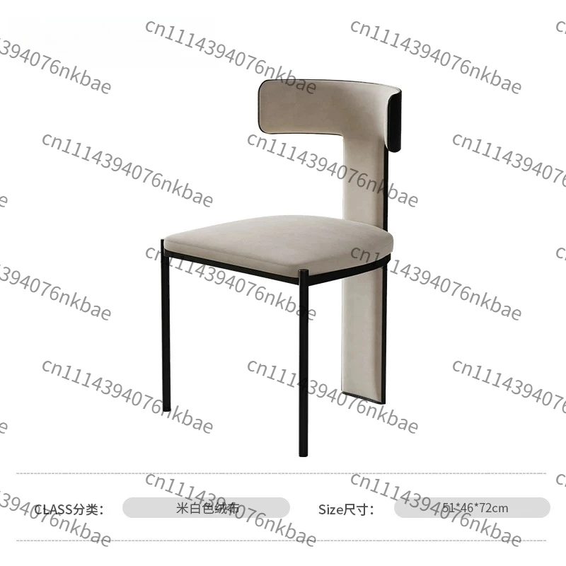 Modern Simple Iron Frame Backrest Chair, Leather Fabric Upholstered Affordable Luxury Chair for Restaurant Hotel Cafe