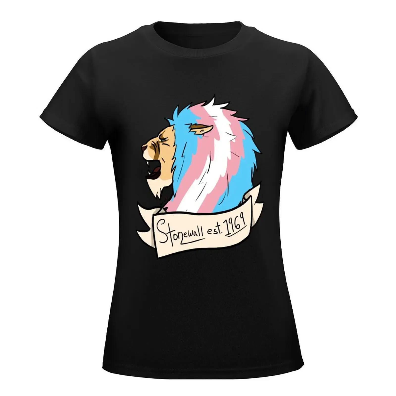 Transgender Stonewall Pride Lion T-Shirt Short sleeve tee plus size tops Female clothing t-shirts for Women graphic tees funny