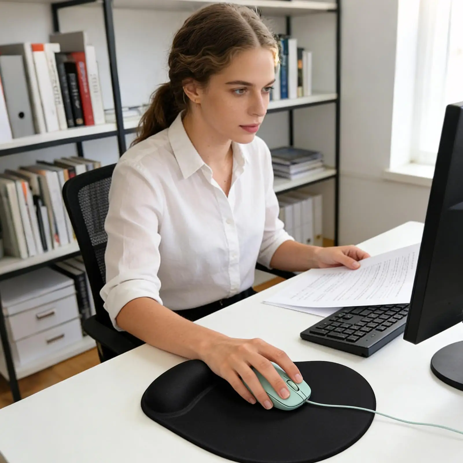 Mauspad mit Handgelenkstütze Ergonomisches Rutschfestes Gel-Memory-Foam-Kissen für Gaming Büro Computer Laptop Heimarbeit