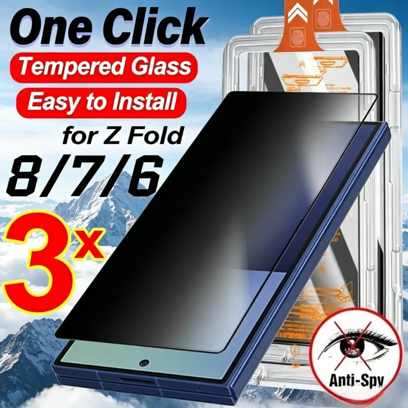 1-3Pcs Privacy Tempered Glass Screen Protector For Samsung Galaxy Z Fold 8 7 6 5 One-Click Auto Install Anti-Scratch Full Cover