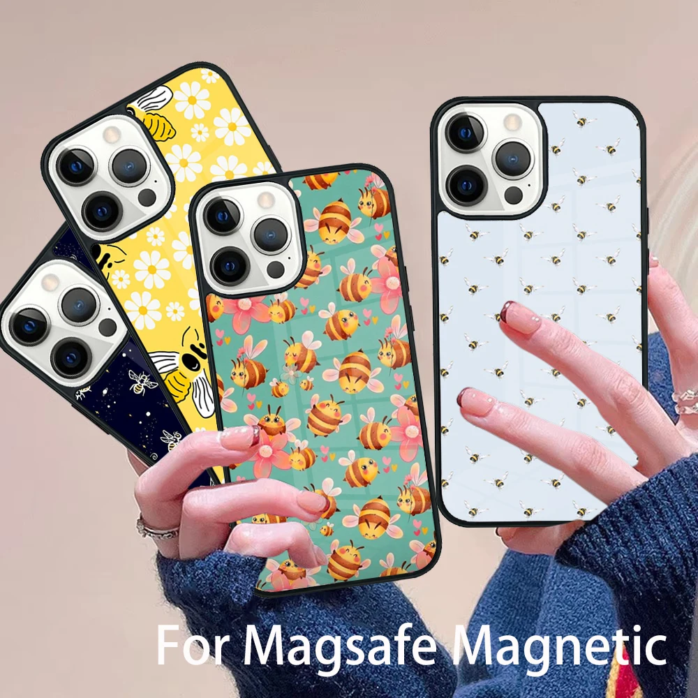 

Bees Phone Case Magesafe Magnetic Wireless Charge Cover For IPhone 16 11 12 13 14 15 Pro Max Plus Mini