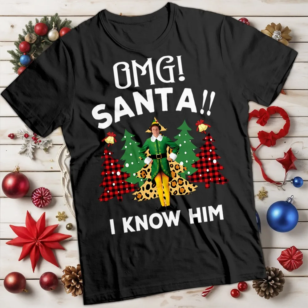 Funny Mens and Womens Buddy The Elf I Know Him Christmas T-Shirt Merry Christmas Tee Classical Men Women Festival Costumes