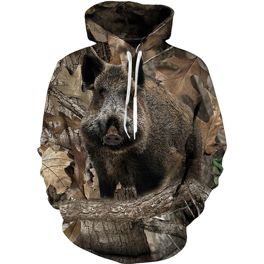 

3D Animals Print Maple Leaves Pine Camouflage Hoodie For Men Hunting Cool Long Sleeve Pullovers Spring Autumn Sports Sweatshirt