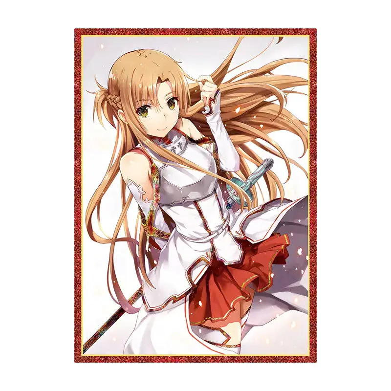 60pcs/set Sword Art Online PTCG Flash Card Sleeves Yuuki Asuna DIY Anime Game Collection Cards Protective Cover Gift Toy 66x91mm