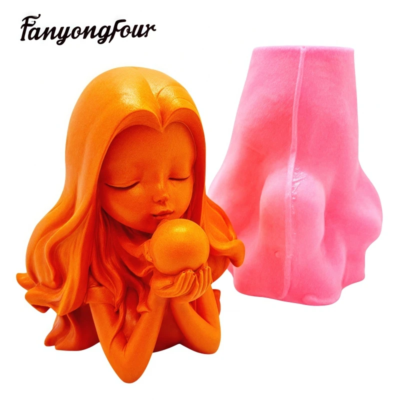 

Crystal Ball Girl Silicone Mold Reproduction Gypsum Resin Candle Concrete DIY Handmade Crafts Ornament