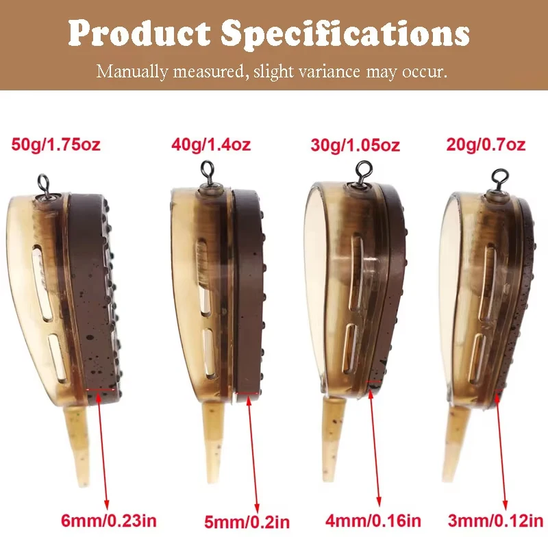 3-Piece Quick Release Carp Feeder Set, 20g 30g 40g 50g Bait Cages, Long Distance Fishing Sinker Weights for Carp Fishing view 2