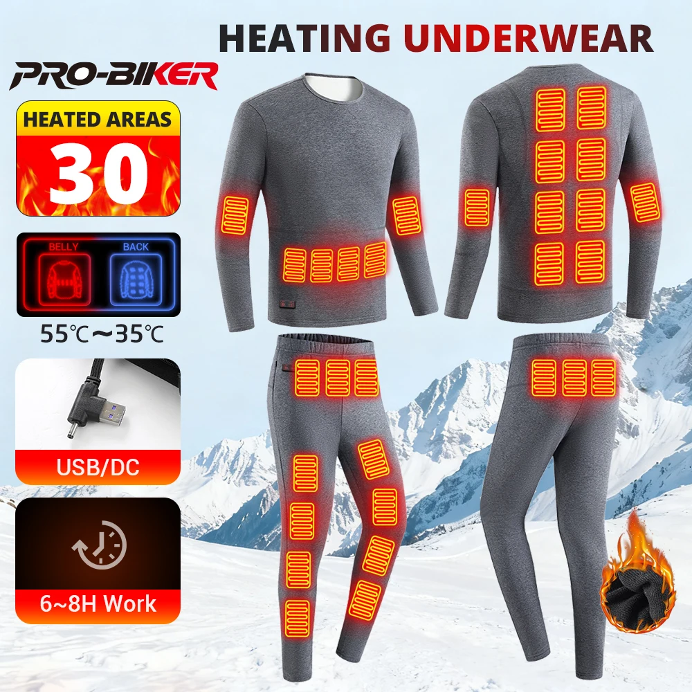 

Winter Thermal Underwear Men's USB Electric Ski Suit Women's Thermal Underwear Set Long Sleeved Pants