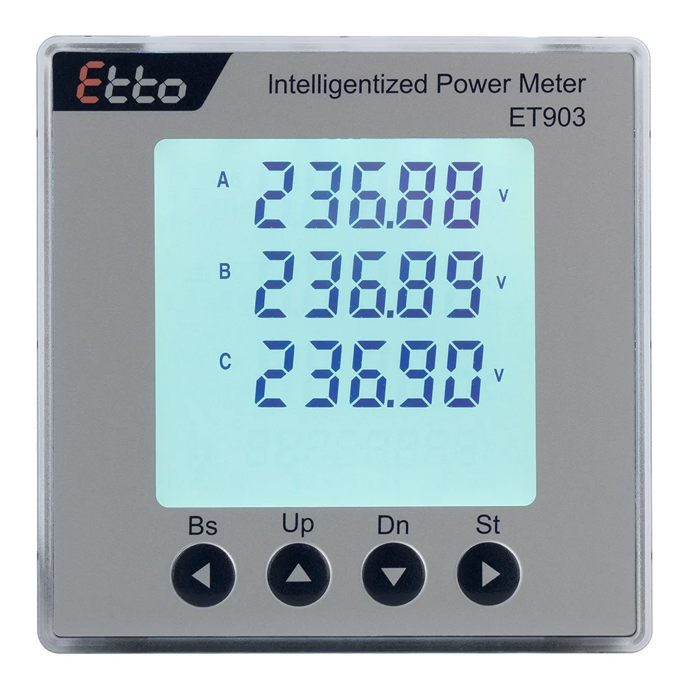 Smart Energy Meter 3 Phase Over Under Voltage Protection KWh Metering With RS485 Modbus RTU Prepaid Keypad Monitoring System