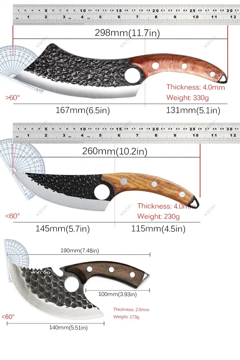 Forged Kitchen Chef Knives High Carbon Steel Meat Boning Cleaver Cheese Knife Professional Butcher Fish Fruit Knife with Cover