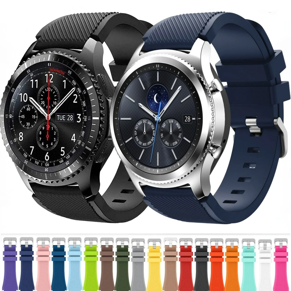 

22mm Silicone Watch Strap for Samsung Watch 46mm/3 45mm/Gear S3/Huawei Watch 3/GT 2 46mm Bracelet Wristband for Amazfit GTR/Pace