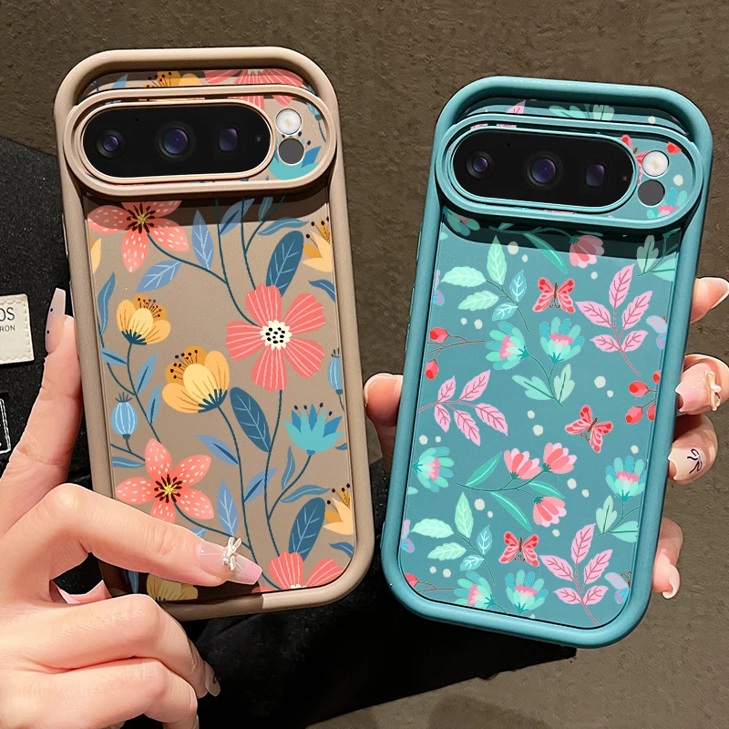 Shockproof Colorful Flower Case For Google Pixel 10 9 Pro 9A 8A 7A Pixel 9 10 Pro XL Solid Color Phone Cover For Pixel 8 9 7 Pro