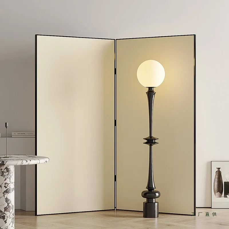 in the live stream, background wall, cream wind, screen partition, modern simple living room foldable mobile 2025 new model