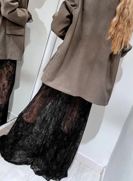 

Skirt Women's Fashion 2025 Summer Latest Sexy Atmosphere Lace Perspective Half Skirt Fashion High Waist Temperament Women's Wear