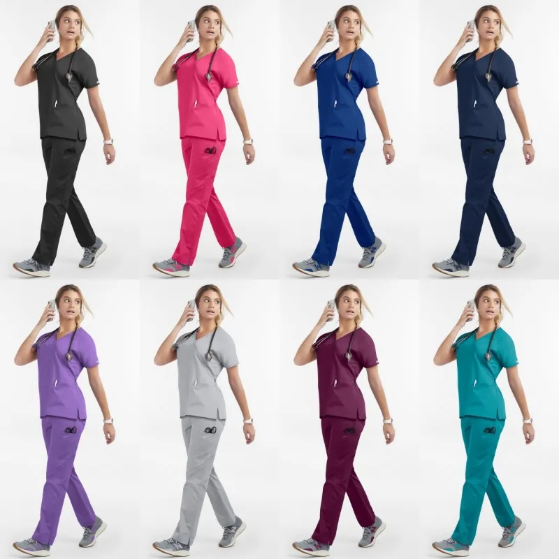 

Женская униформа с V-образным вырезом и коротким рукавом, с завязками на талии, для спа-салонов и салонов красоты, удобная