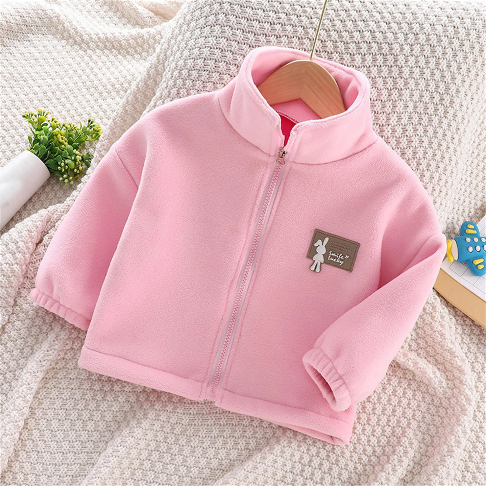 Children Jacket Boys Girls Fleece Coats Turtleneck Zip-up Plush Fuzzy Jacket Tops Autumn and Winter Warm Children Clothing Coat