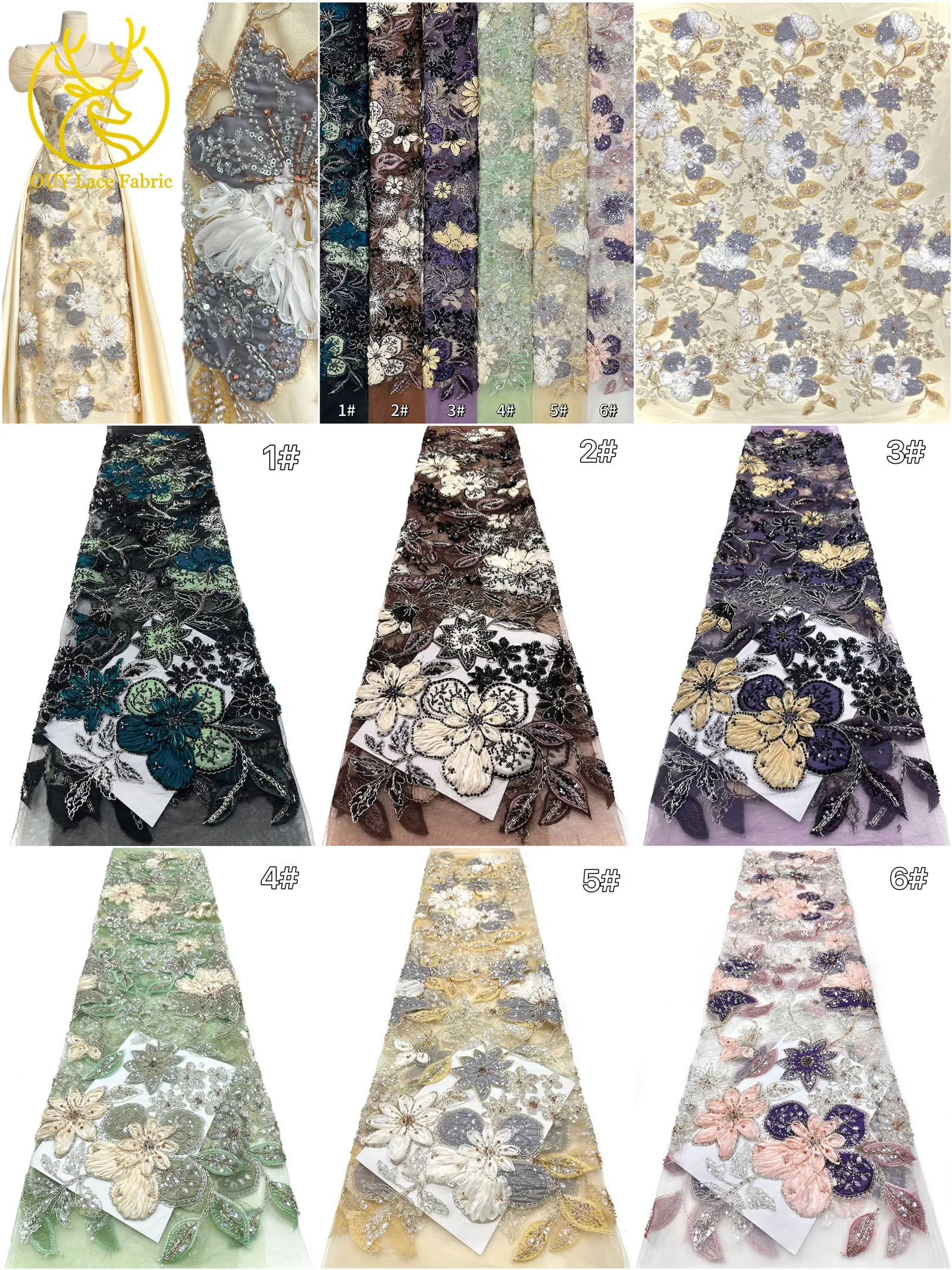 Modische Afrikanische Stickerei Perlenverzierte Tüllspitze 2026 Französische Pailletten Tüll-Netzspitze Nigerianisches Brautkleid Nähmaterial – Detail 3
