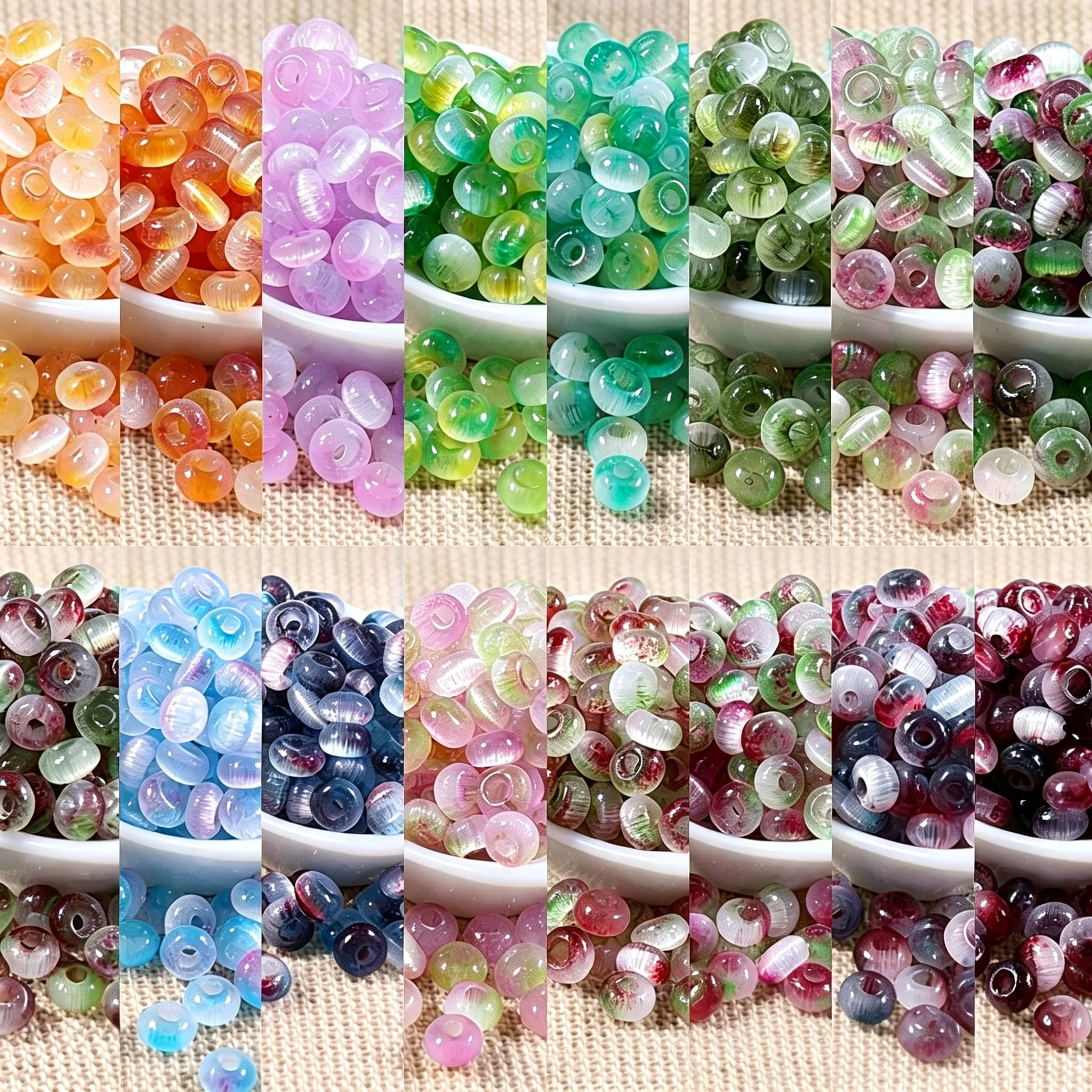 2x4mm brushed cat eye two-color glass abacus beads rice beads handmade DIY beaded loose beads