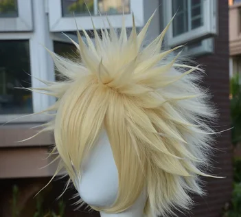 

Парик для косплея Bakugou Katsuki Bakugo, термостойкие синтетические Короткие льняные светлые волосы, с шапочкой