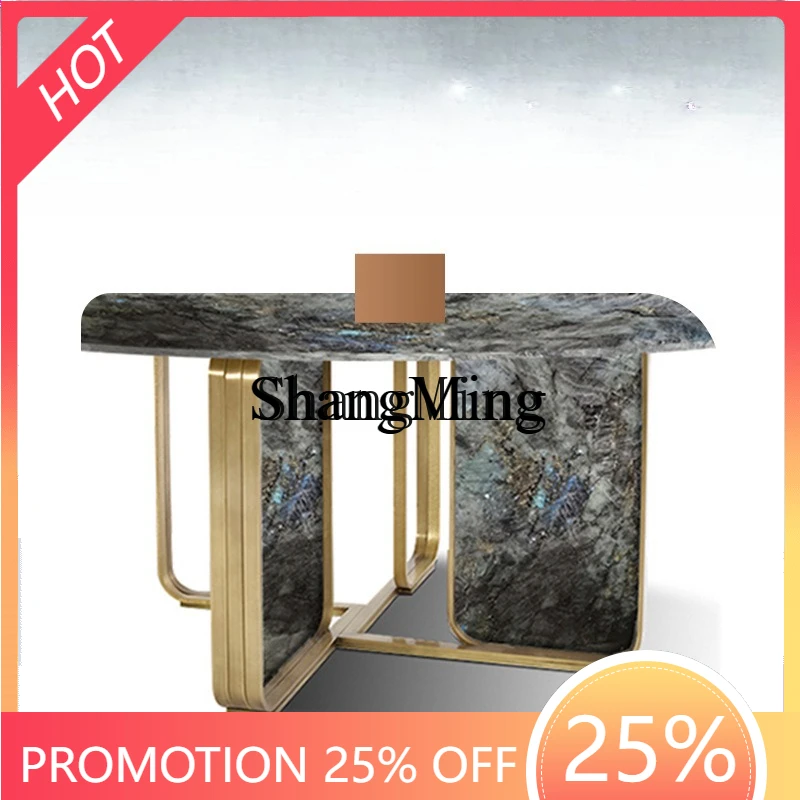 

FG new model natural luxury stone round dining table light luxury rock slab dining table villa furniture high-end dining table