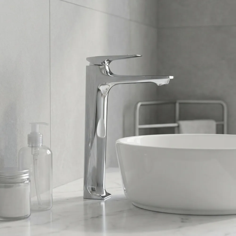Tall-Spout Bathroom Faucet Engineered for Vessel Basins Offering Ample and Smooth Drip-Free Performance Over Time