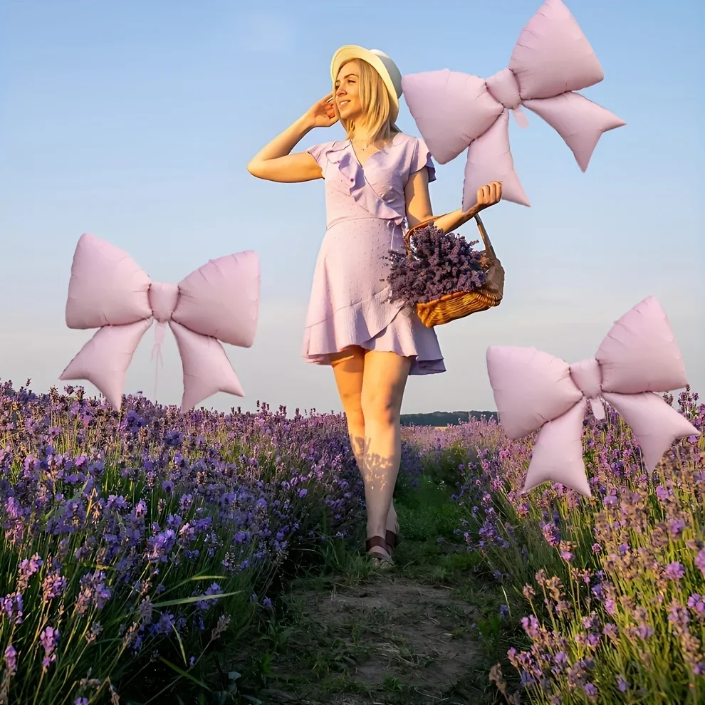 4 قطع الطفل الوردي الأزرق القوس بالون ربطة القوس فيونكة الوردي بالون القوس الصغير بالون الزفاف العروس دش فتاة حزب هدية بالون الديكور #3