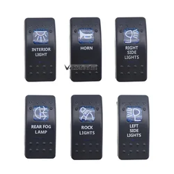 1pcs 12V 24V Waterproof Car Boat Blue Led 5 Pins Momentary ON / OFF SPST HORN Replacements Rocker Switch Overload Protection