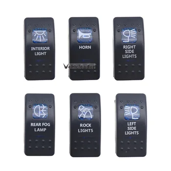 1szt 12V 24V Wodoodporna samochodowa łódź Niebieska dioda LED 5 pinów Chwilowe włączanie / wyłączanie SPST HORN Zamienniki Przełącznik kołyskowy Ochrona przed przeciążeniem