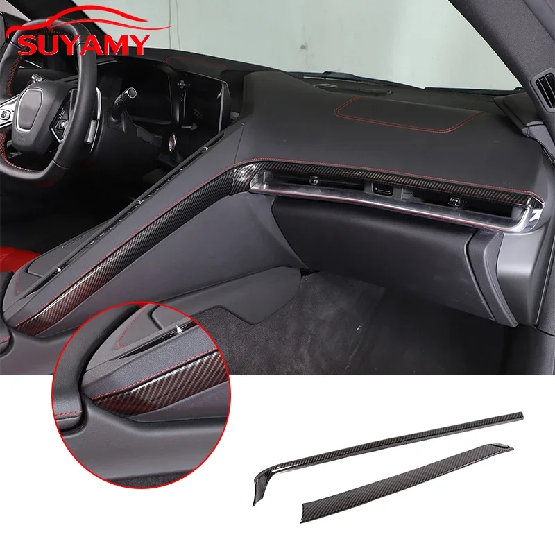 

For Chevrolet Corvette C8 Stingray Z51 Z06 2020-2023 ABS 2Pcs Central Control Side Decorative strips Trim Cover Accessories