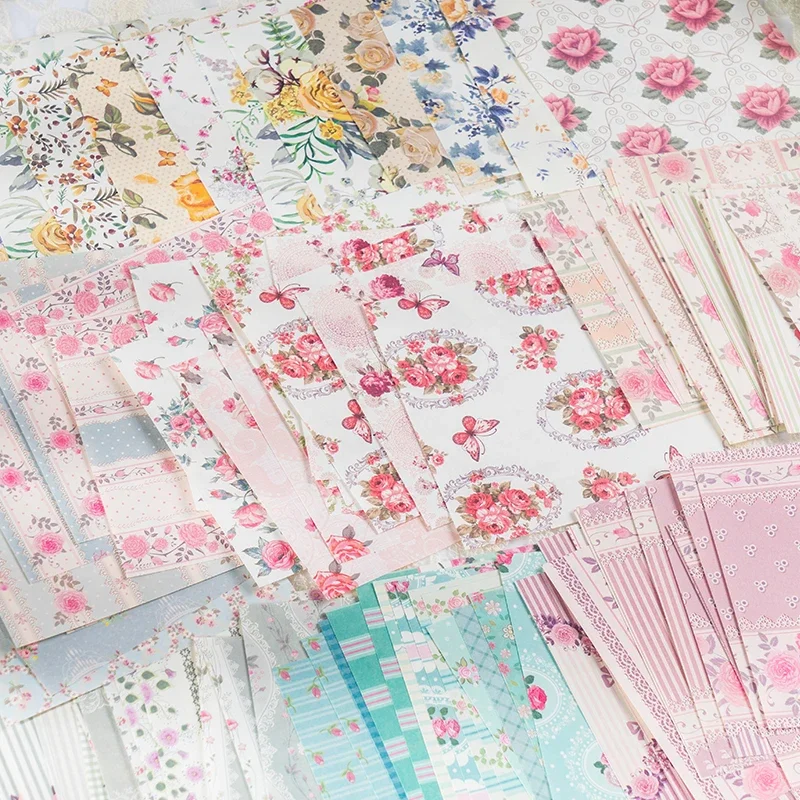 30Pcs Materials Paper Flowers Lace Background Pattern Artistic Background Writing Notebooks Packaging Decorative 150*200MM
