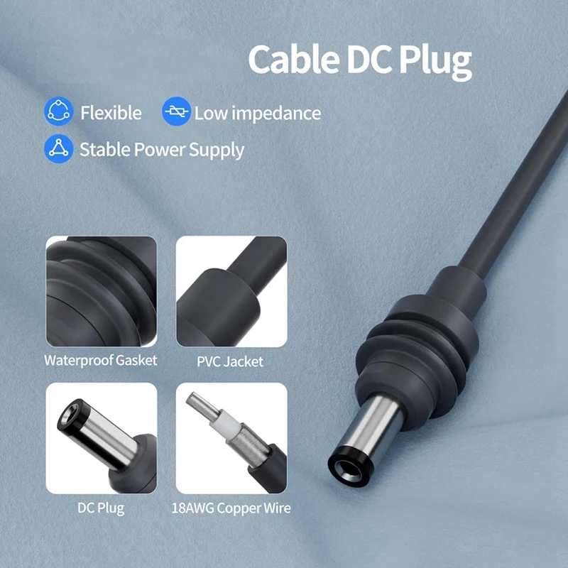 For Starlink Mini DC Power Cable,DC Car Power Cable For Satellite 18AWG,IP68 Waterproof Charger Power Supply Cord 6.6Ft