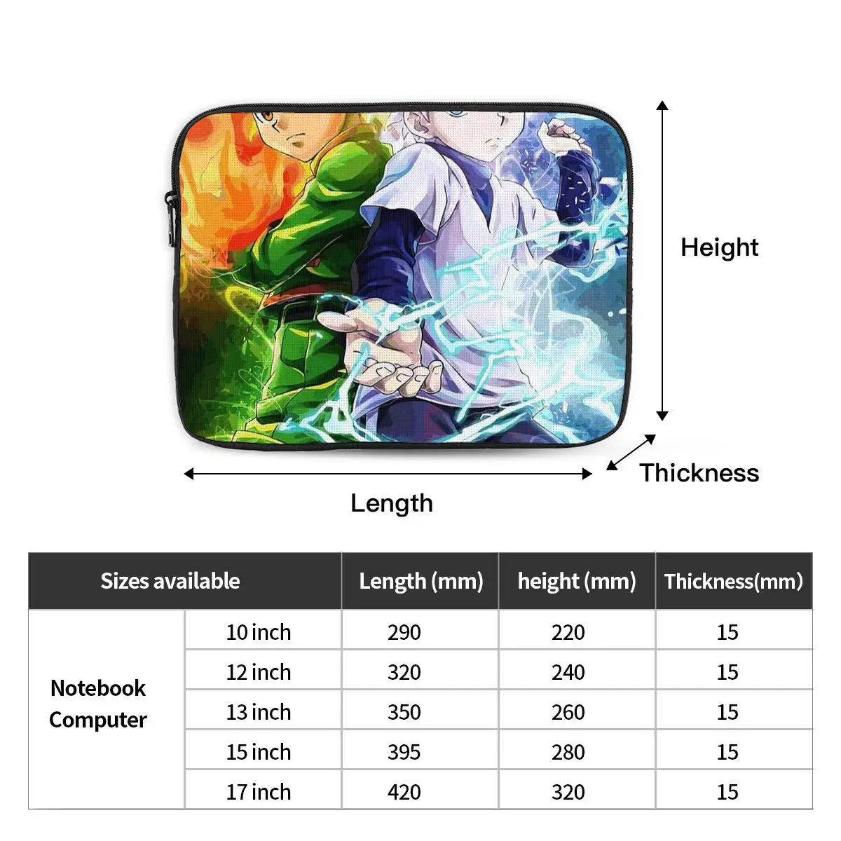 Anime Hunter X Hunter Notebook Laptop Bag Case Pouch 10 12 13 15 17 Inch Notebook Sleeve Cover Bag Tablet Shockproof Case Bag