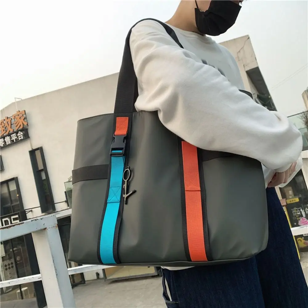 

Simple Waterproof Male Tote Bag Large Capacity Casual Travel Luggage Bag Simple Oxford Cloth Nylon Duffle Bag Boys