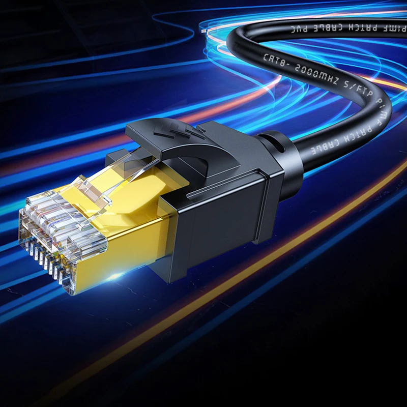 Picture 4: 0.5m/1m/2m CAT8 Network Cable 40Gbps Ethernet Wire Double Shield 26AWG Pure Copper Jumper Line for PC Computer Laptop Lan Cord
