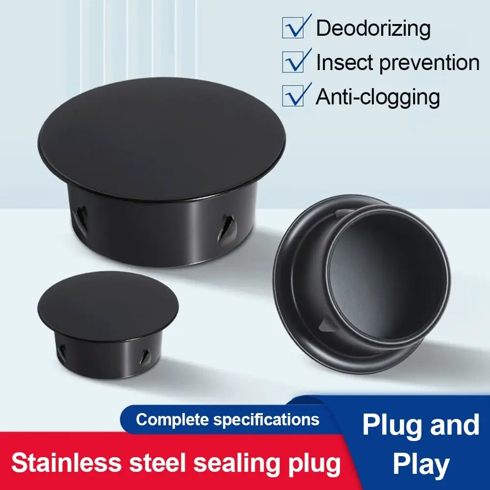 Stainless Steel Sewer Pipe Cap 50-150mm Insert Type Stove Pipe Sealing Cover Insect Prevention Round Shape Pipe End Plug