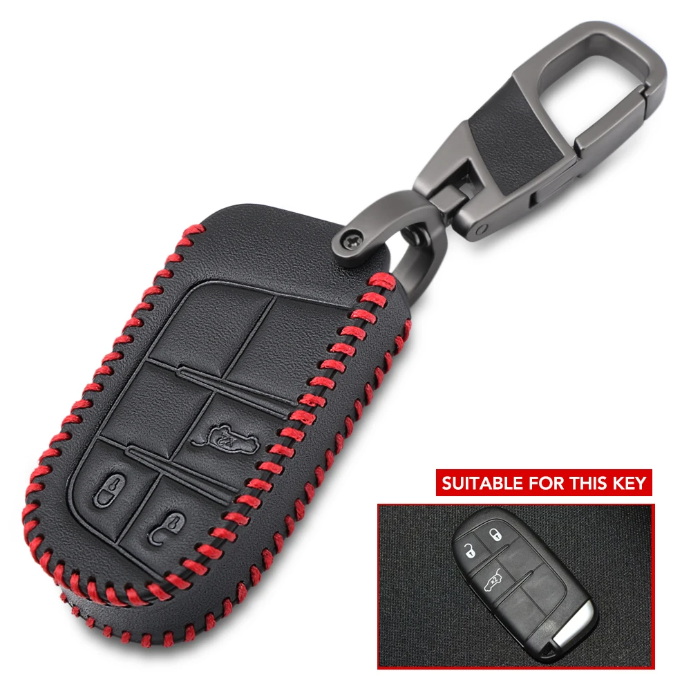 Leather Car Key Cover Case for Jeep Renegade Compass Grand Cherokee for Chrysler 300C Wrangler Dodge Accessaries