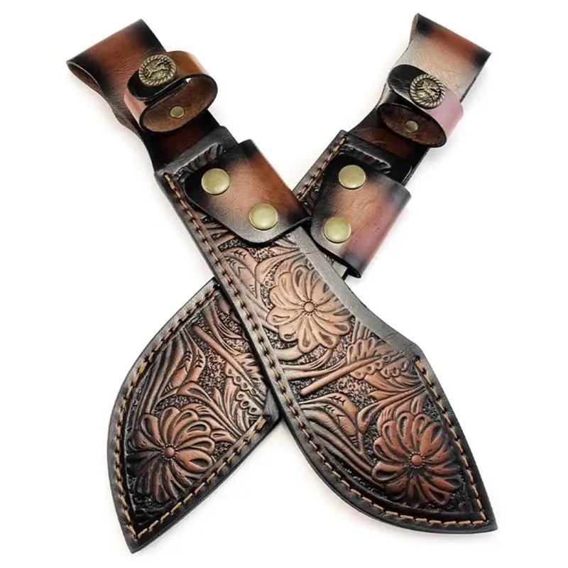 

652F Leather Fixed Blade Sheath Reinforced Stitching Belt Hook Outdoor Essential