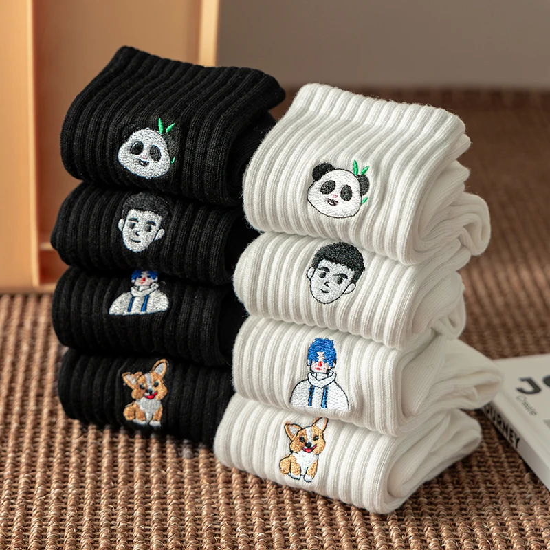 New Fashion Spring Autumn Men Socks White Black Sports Socks Casual Sweat Absorbent Breathable Basketball Socks Meias EU 38-43