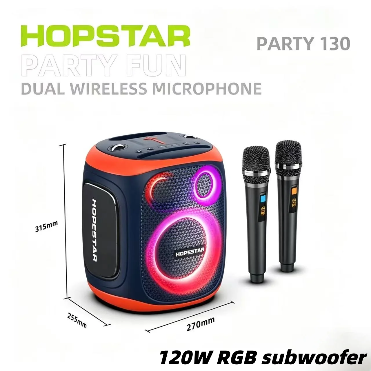 HOPESTAR Party130 Wireless Bluetooth Speaker 120W High Power Portable Outdoor Home Gathering Sound System Equipped with Dual Mic