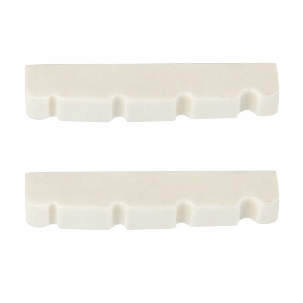 2PCS Premium 4-String Bass Guitar Nut Pre-Slotted Ox‑bone Material Bass Bridge Nut White Electric Bass Nut For Bass Guitar