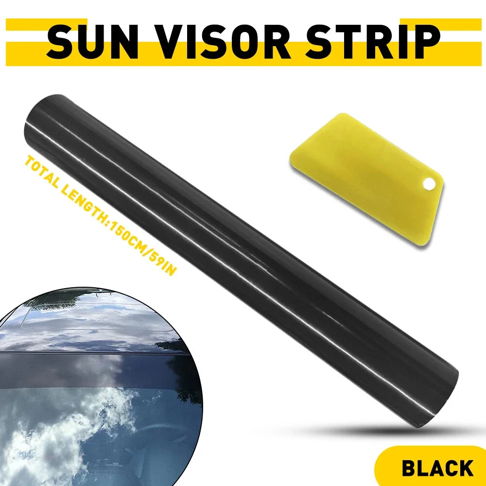 Universal Car Window Sun Visor Strip Tint Film Front Windshield Shade Sticker Windshield Banner Decal with Fitting Tool