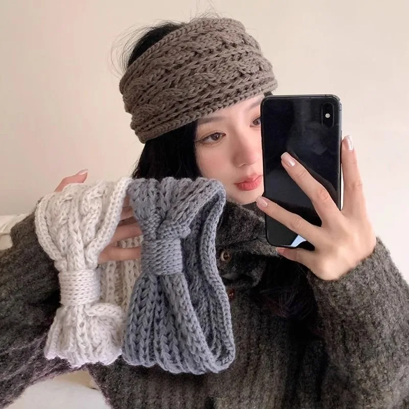 Y2K القوس محبوك عقال سدادات حماية الأذن سميكة يندبروف Headwarp الشتاء الخريف إكسسوارات الشعر في الهواء الطلق النساء Hairhoop الهدايا #3