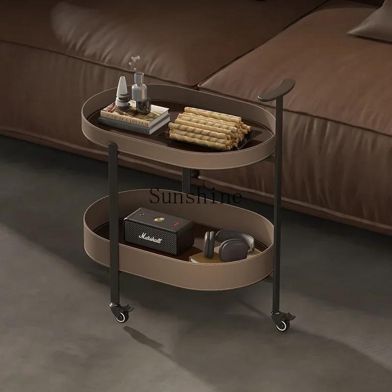 

Italian minimalist saddle leather small coffee table modern minimalist side table