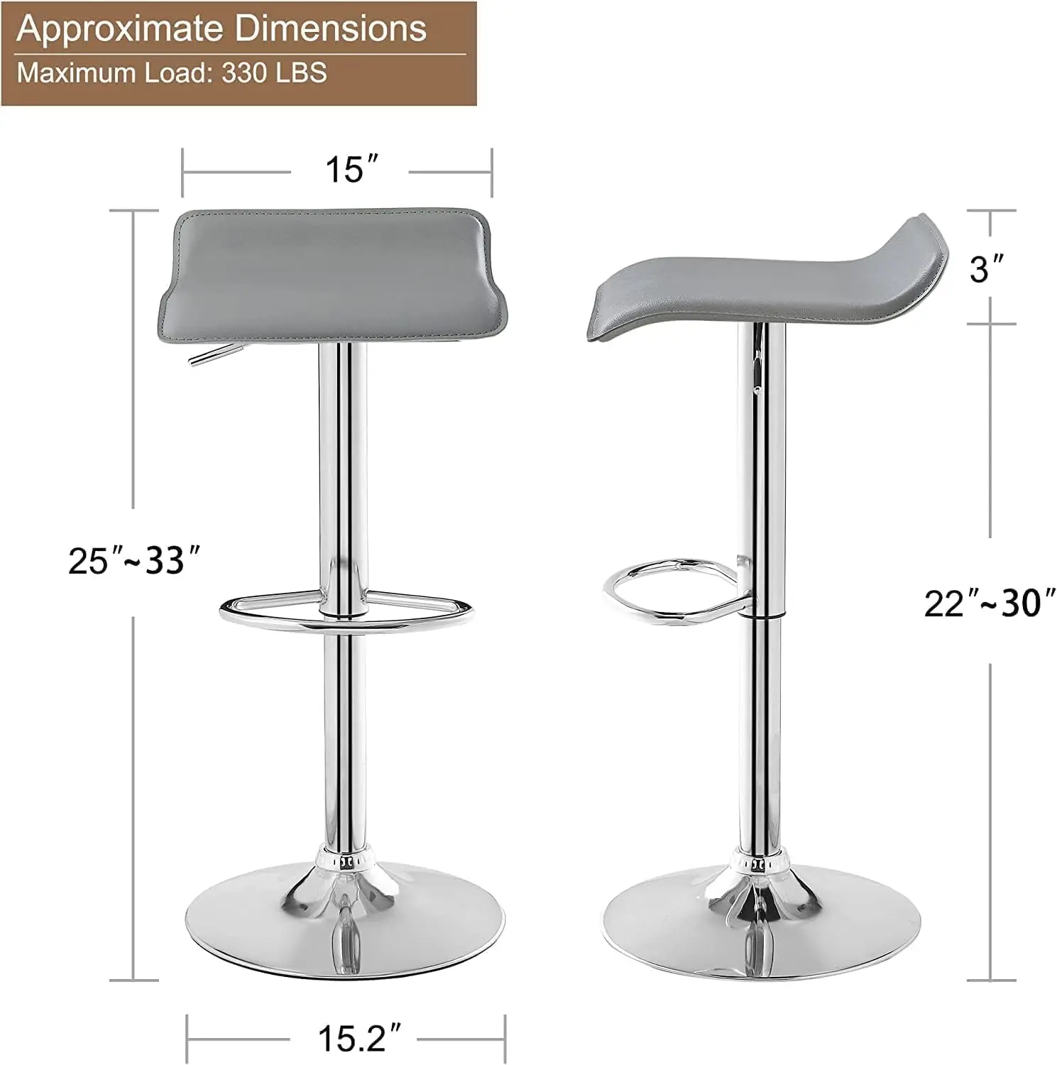 Stools Set of 4, Armless Adjustable Swivel Barstools, Modern Backless Counter Height Stools for Kitchen, Island, Bar, Light Grey