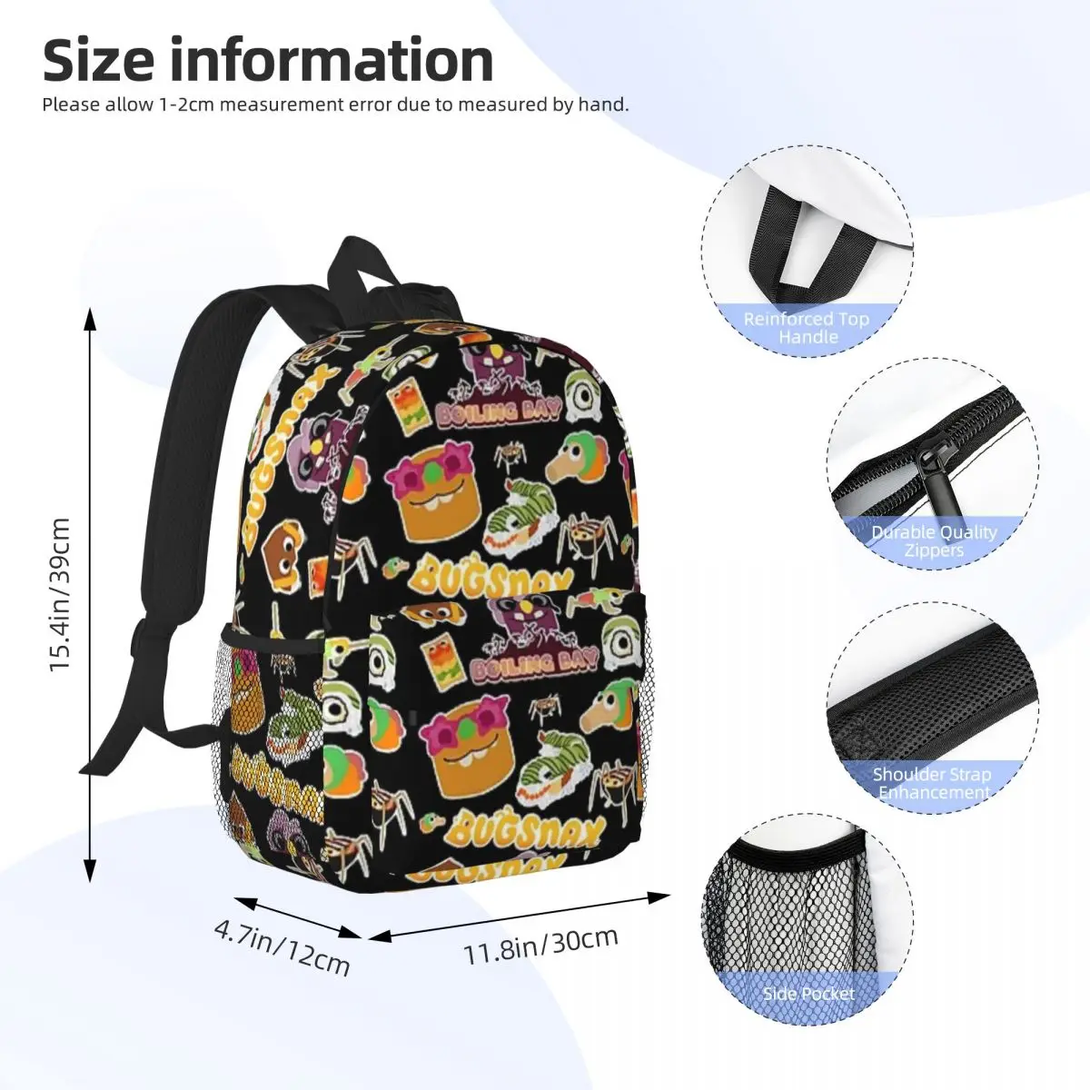 Boiling Bay Bugsnax Fan Art Bookbag Bugsnax Pack Padrão para meninas meninos mochila de estudante de grande capacidade